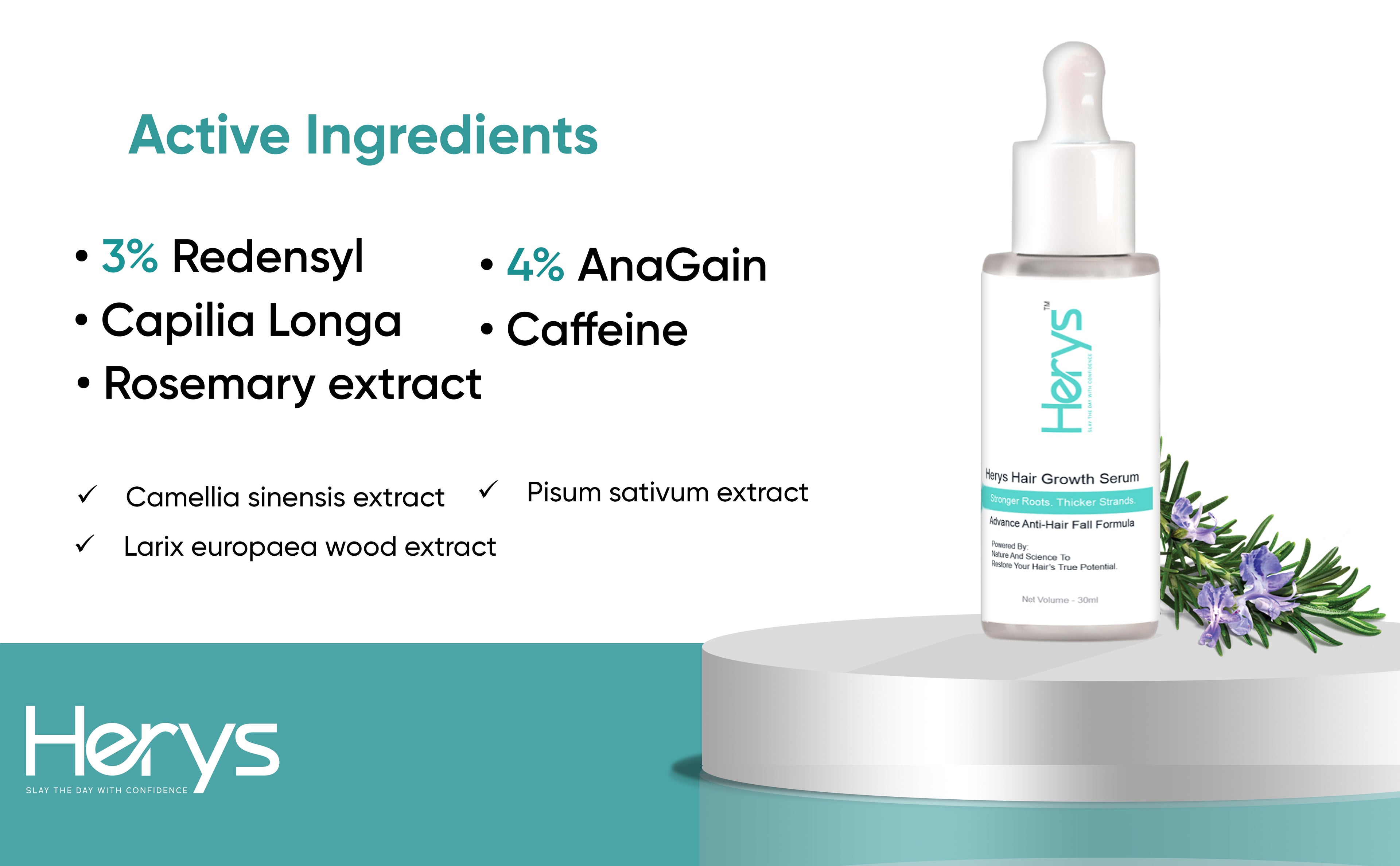 Herys Rosemary Hair Growth Serum | 3% Redensyl & Anagain | 30ml