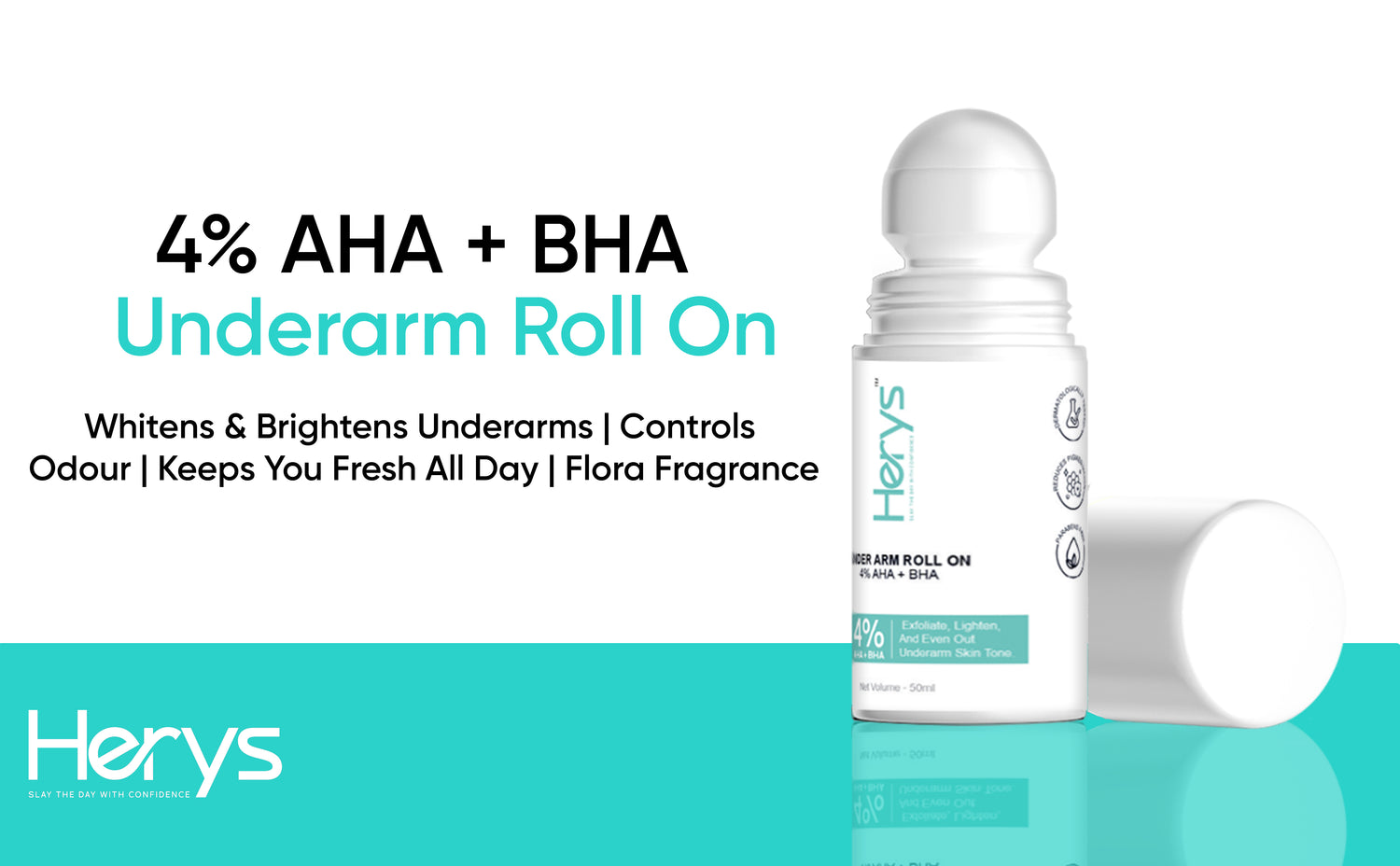 Herys 4% Aha Bha Underarm Roll On , 50ml